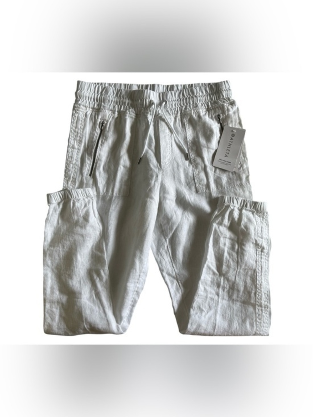 NWT Athleta White Cabo Linen Joggers-Tall